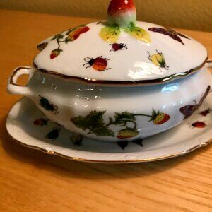 Royal Crown China of JAPAN/ SPRINGTIME/ Gravy Boat & Lid & Underplate